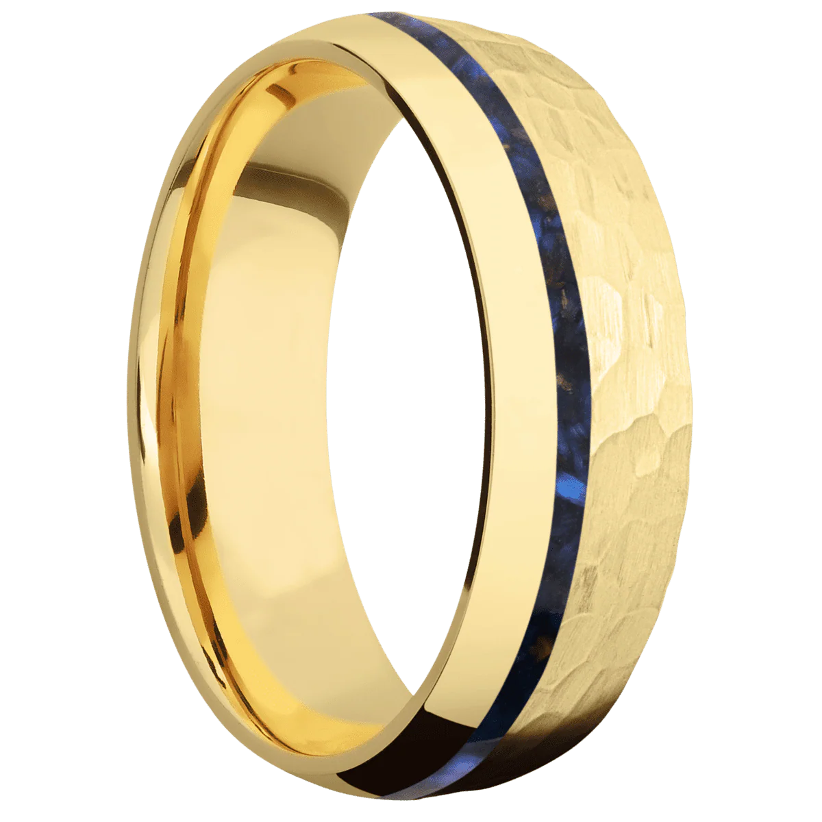 10K Yellow Gold + Hammer , Polish Finish