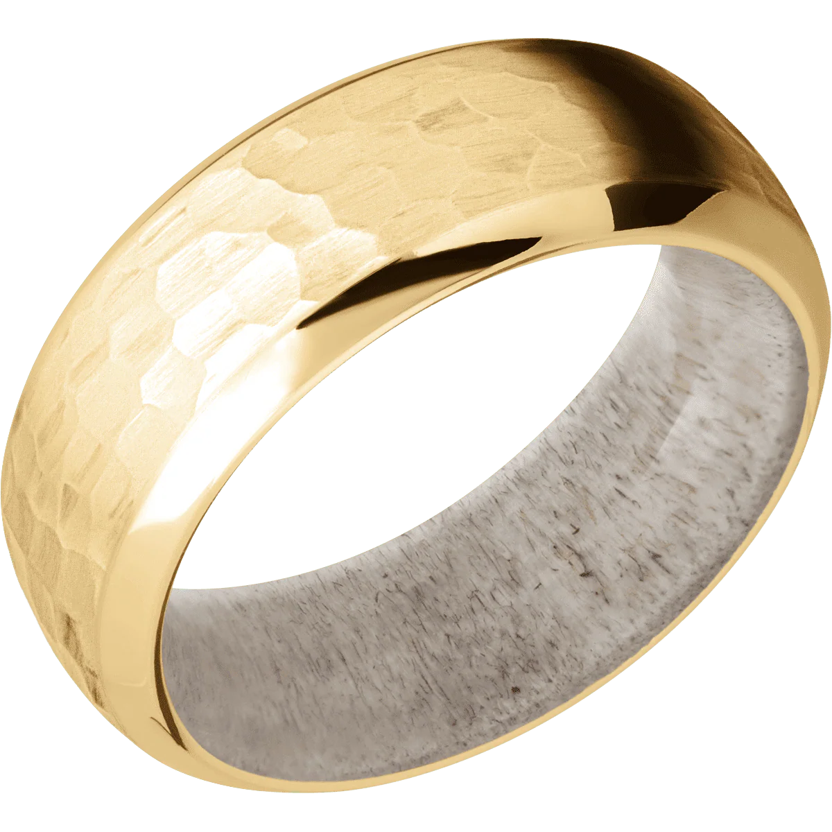 10K Yellow Gold + Hammer , Polish Finish + Antler - Image 2