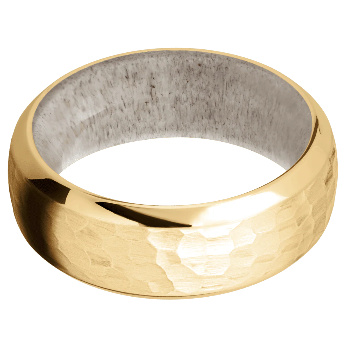 10K Yellow Gold + Hammer , Polish Finish + Antler - Image 3