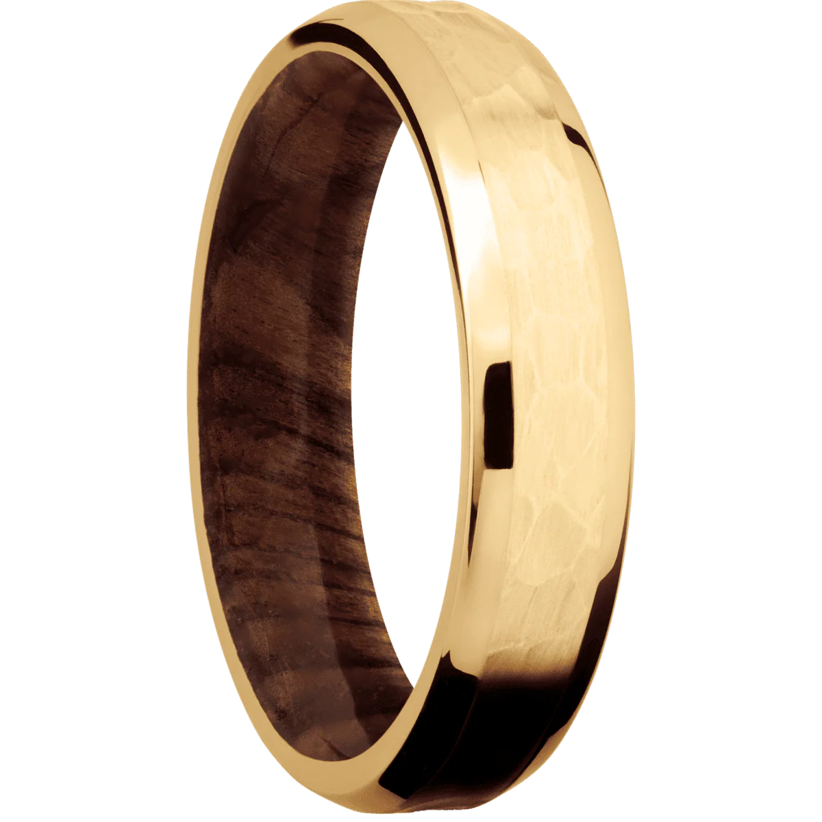 10K Yellow Gold + Hammer , Polish Finish + Sequoia