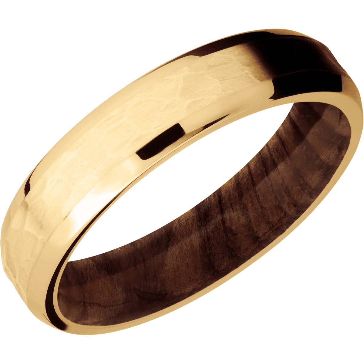 10K Yellow Gold + Hammer , Polish Finish + Sequoia - Image 2