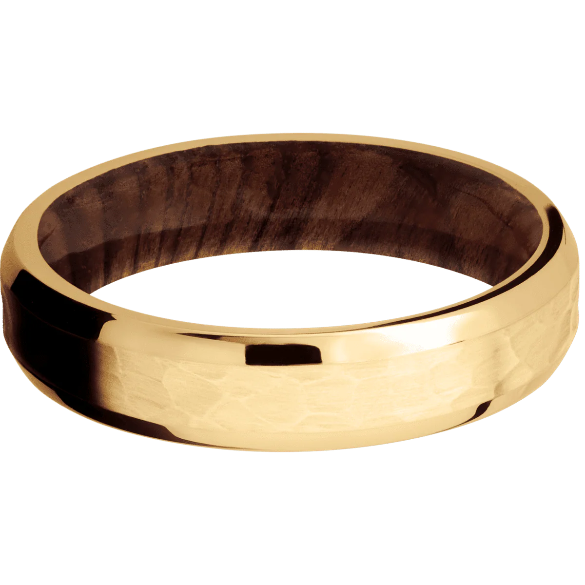 10K Yellow Gold + Hammer , Polish Finish + Sequoia - Image 3