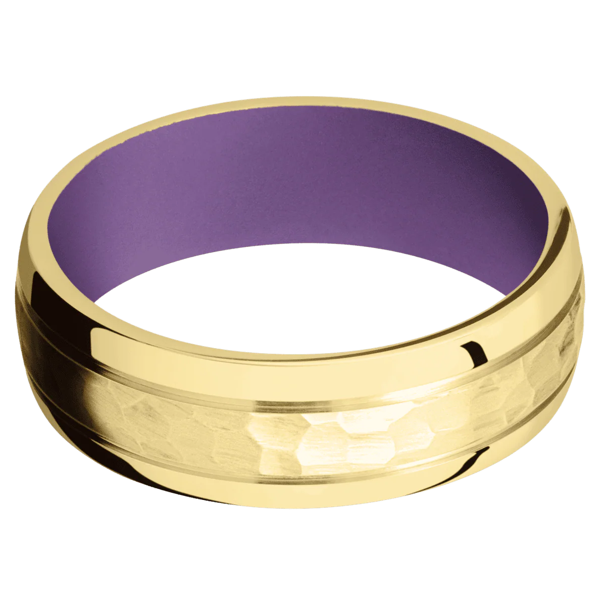 10K Yellow Gold + Hammer , Polish Finish + Wild Purple - Image 3