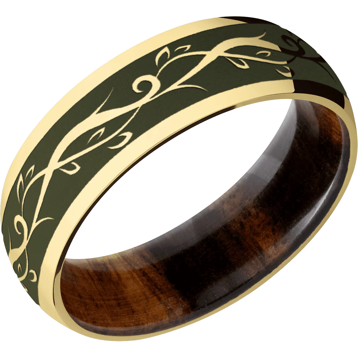10K Yellow Gold + Polish Finish + Desert Iron Wood - Image 2
