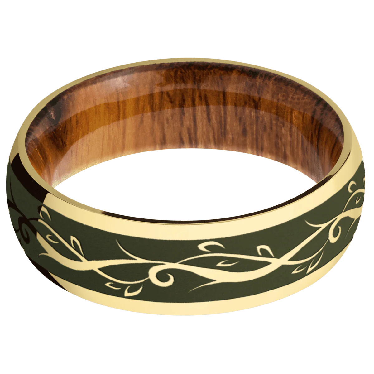 10K Yellow Gold + Polish Finish + Desert Iron Wood - Image 3