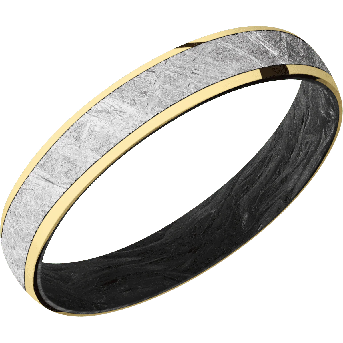 10K Yellow Gold + Polish Finish + Forged Carbon Fiber - Image 2
