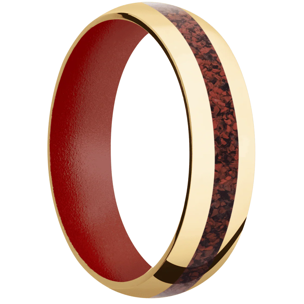 10K Yellow Gold + Polish Finish + Habanero Red