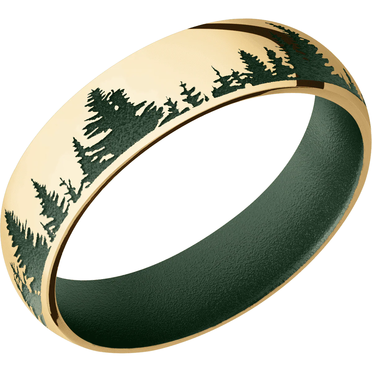 10K Yellow Gold + Polish Finish + Highland Green - Image 2