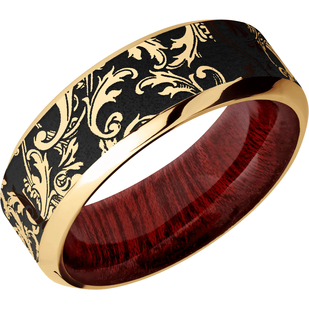 10K Yellow Gold + Polish , Polish Finish + Blood Wood - Image 2