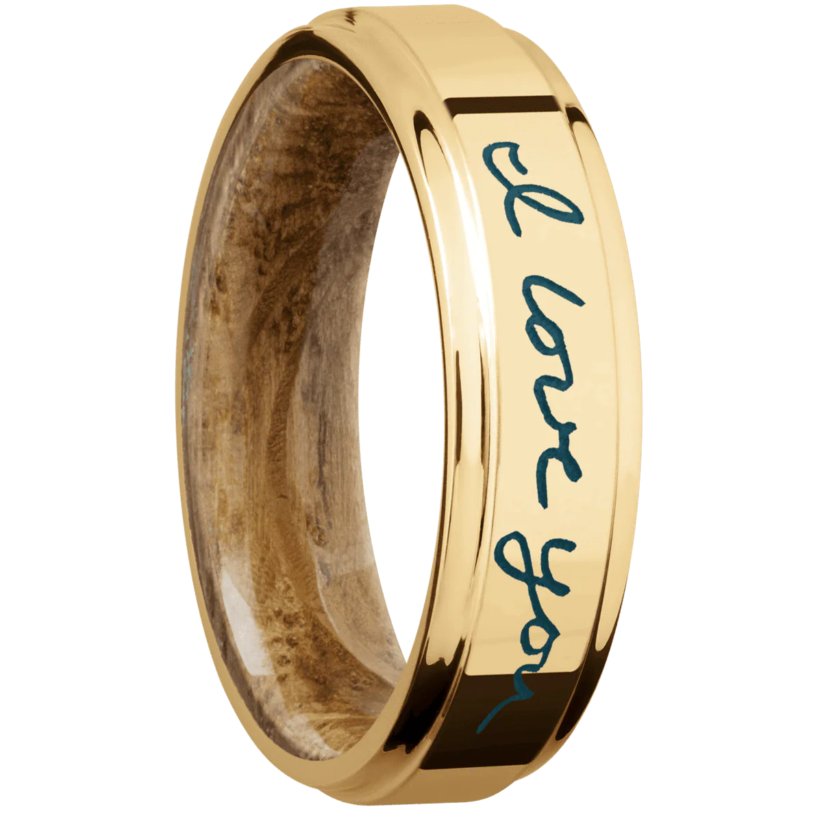 10K Yellow Gold + Polish , Polish Finish + Whiskey Barrel