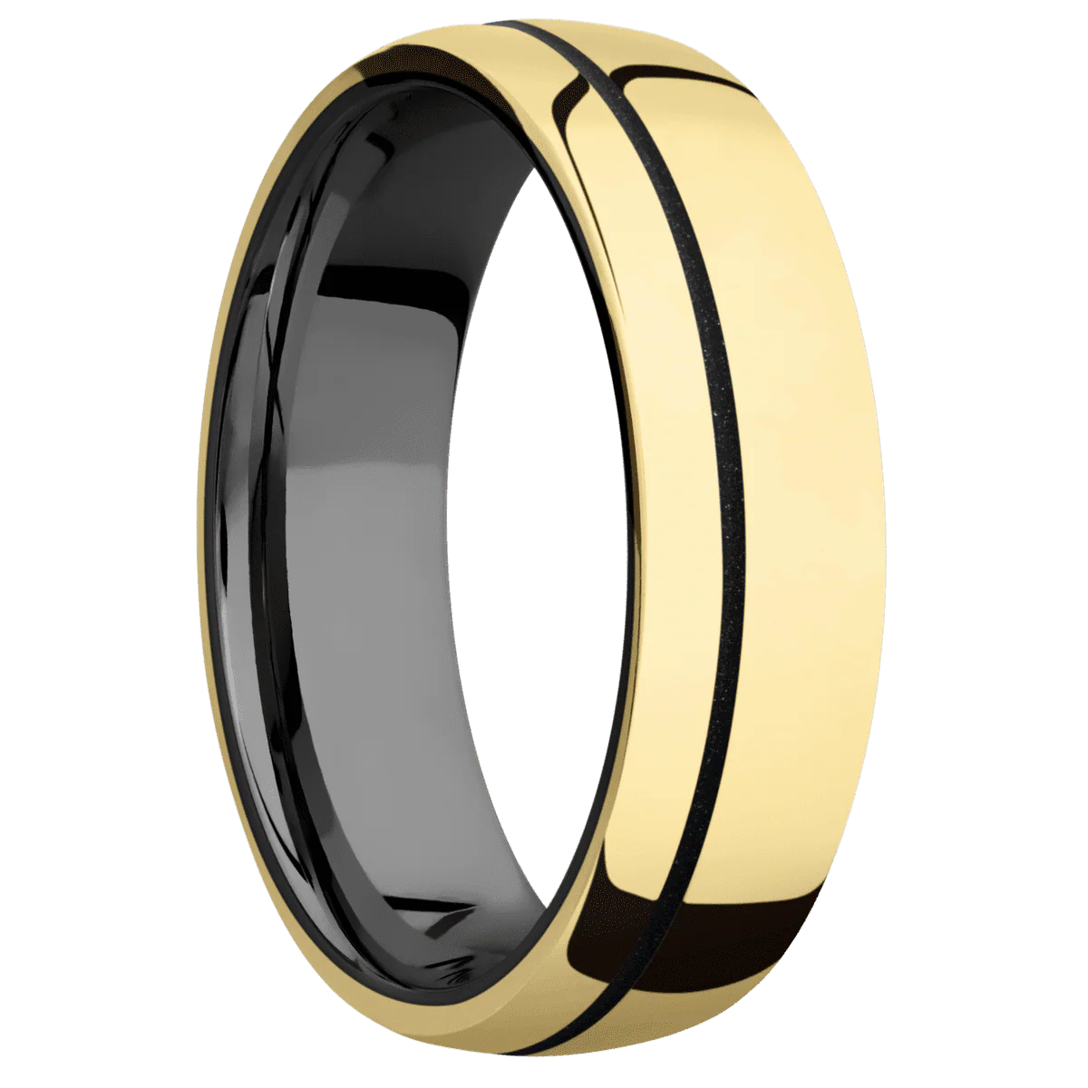 10K Yellow Gold + Polish , Polish Finish + Zirconium