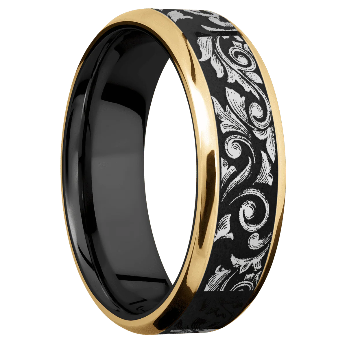10K Yellow Gold + Polish , Polish Finish + Zirconium
