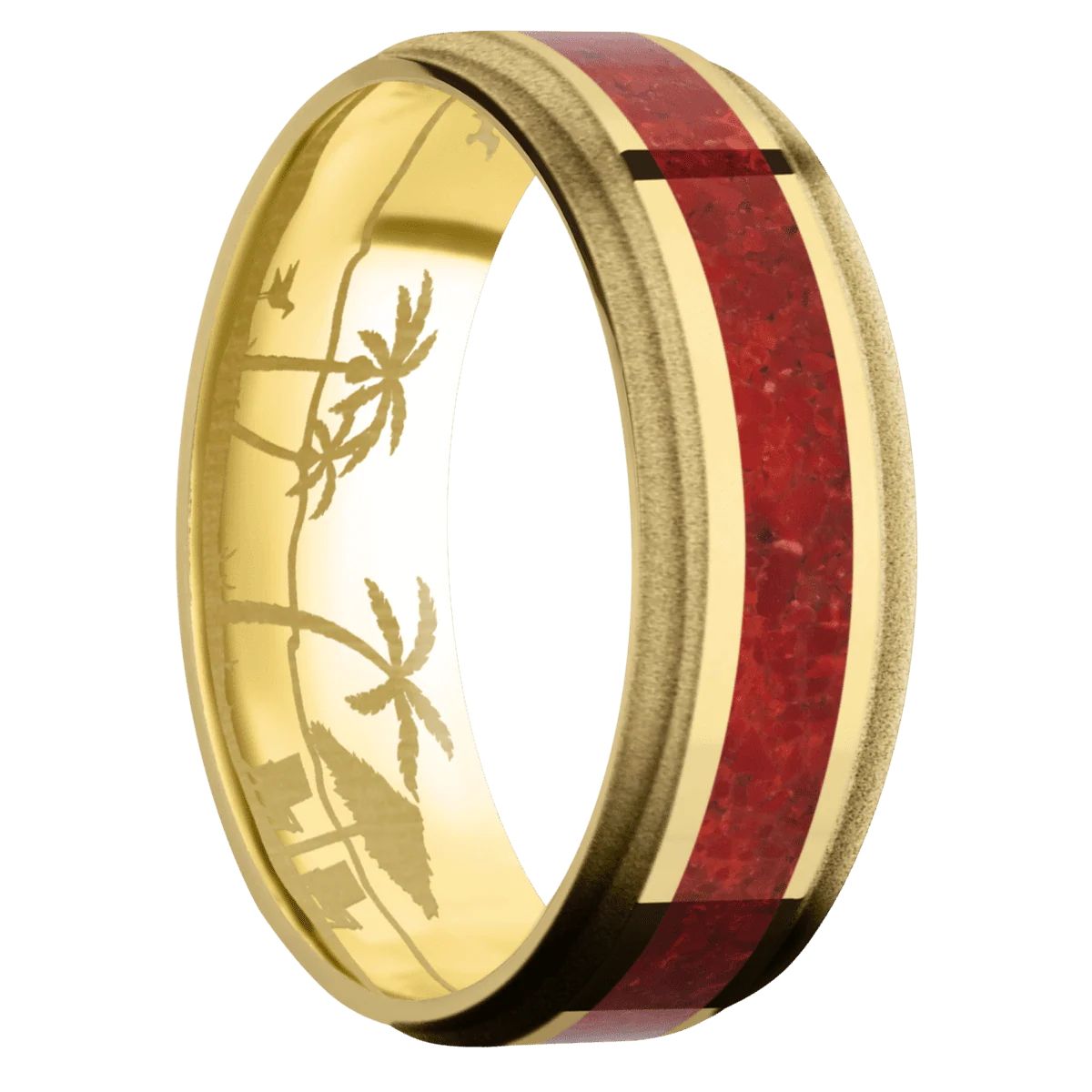 10K Yellow Gold + Polish , Sand Finish
