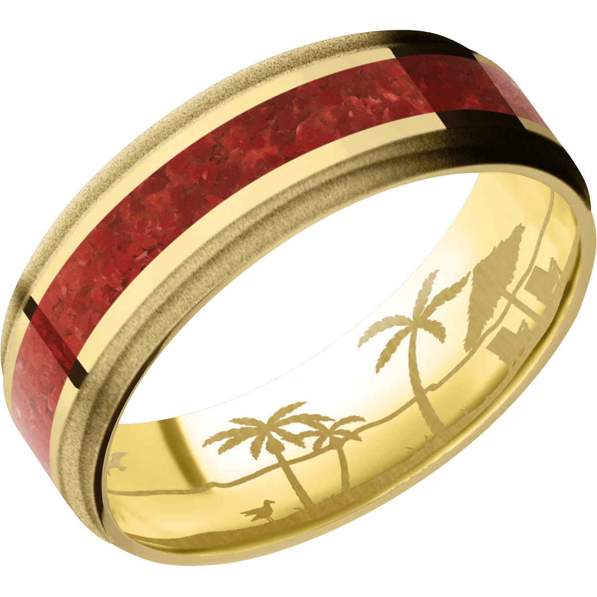 10K Yellow Gold + Polish , Sand Finish - Image 2