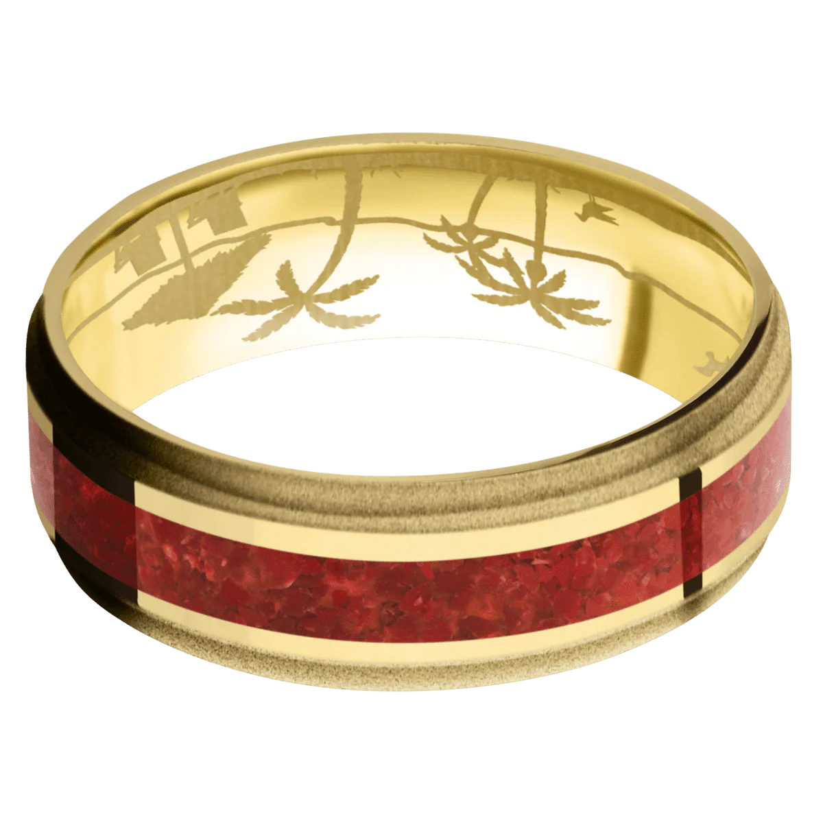 10K Yellow Gold + Polish , Sand Finish - Image 3
