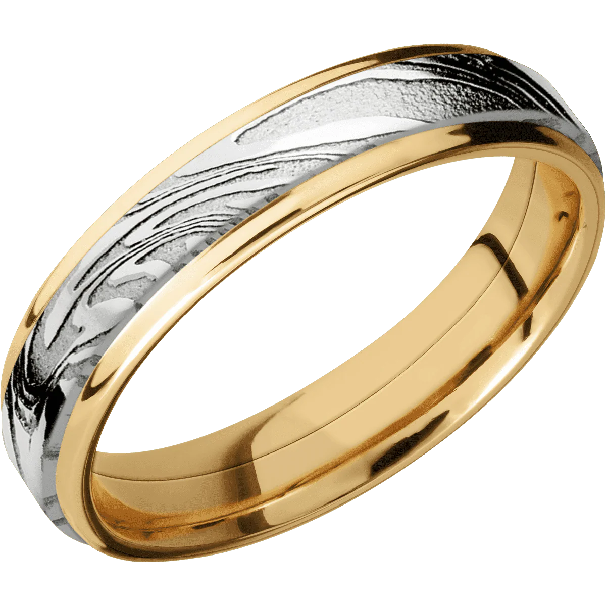 10K Yellow Gold + Polish , Sand Finish - Image 2