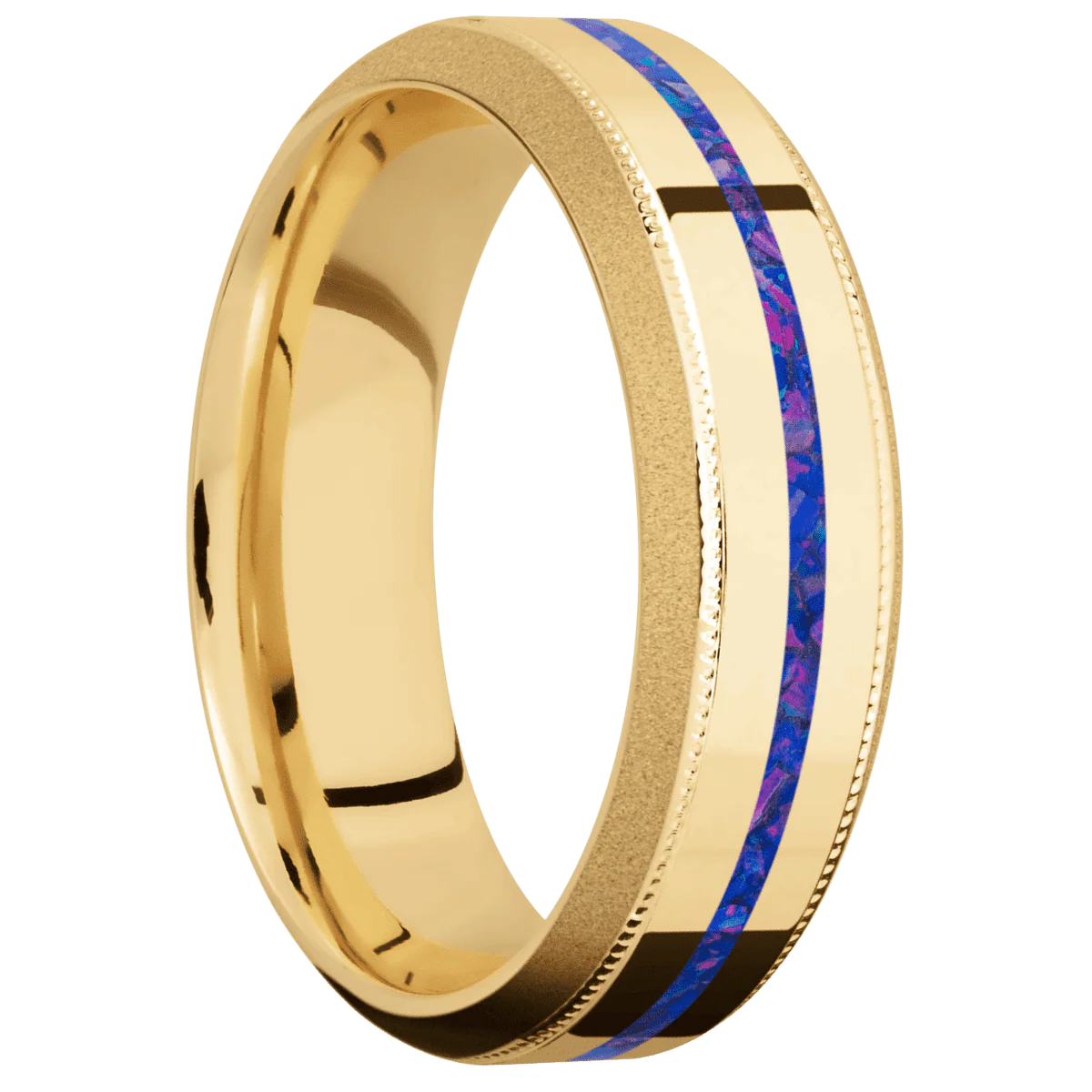 10K Yellow Gold + Polish , Sand Finish