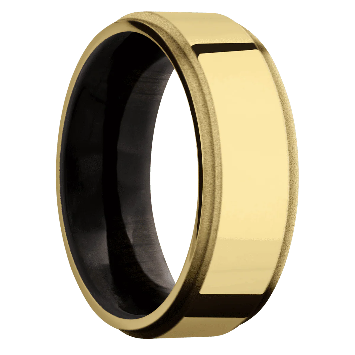 10K Yellow Gold + Polish , Sand Finish + Ebony