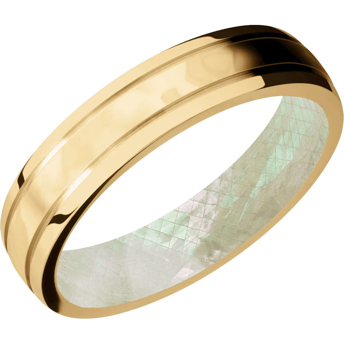 10K Yellow Gold + Rockpolish , Polish Finish + Freshwater Mother of Pearl - Image 2