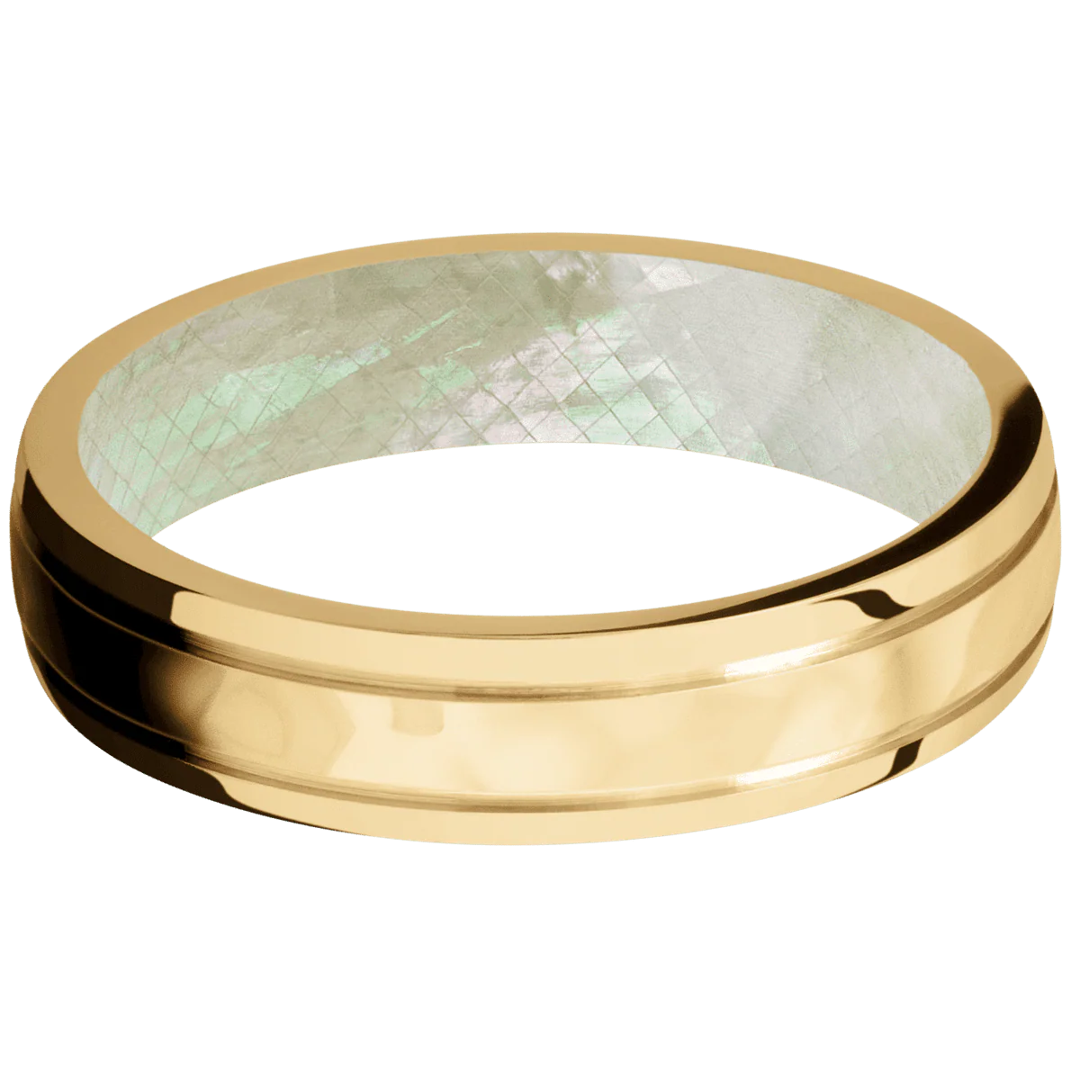 10K Yellow Gold + Rockpolish , Polish Finish + Freshwater Mother of Pearl - Image 3