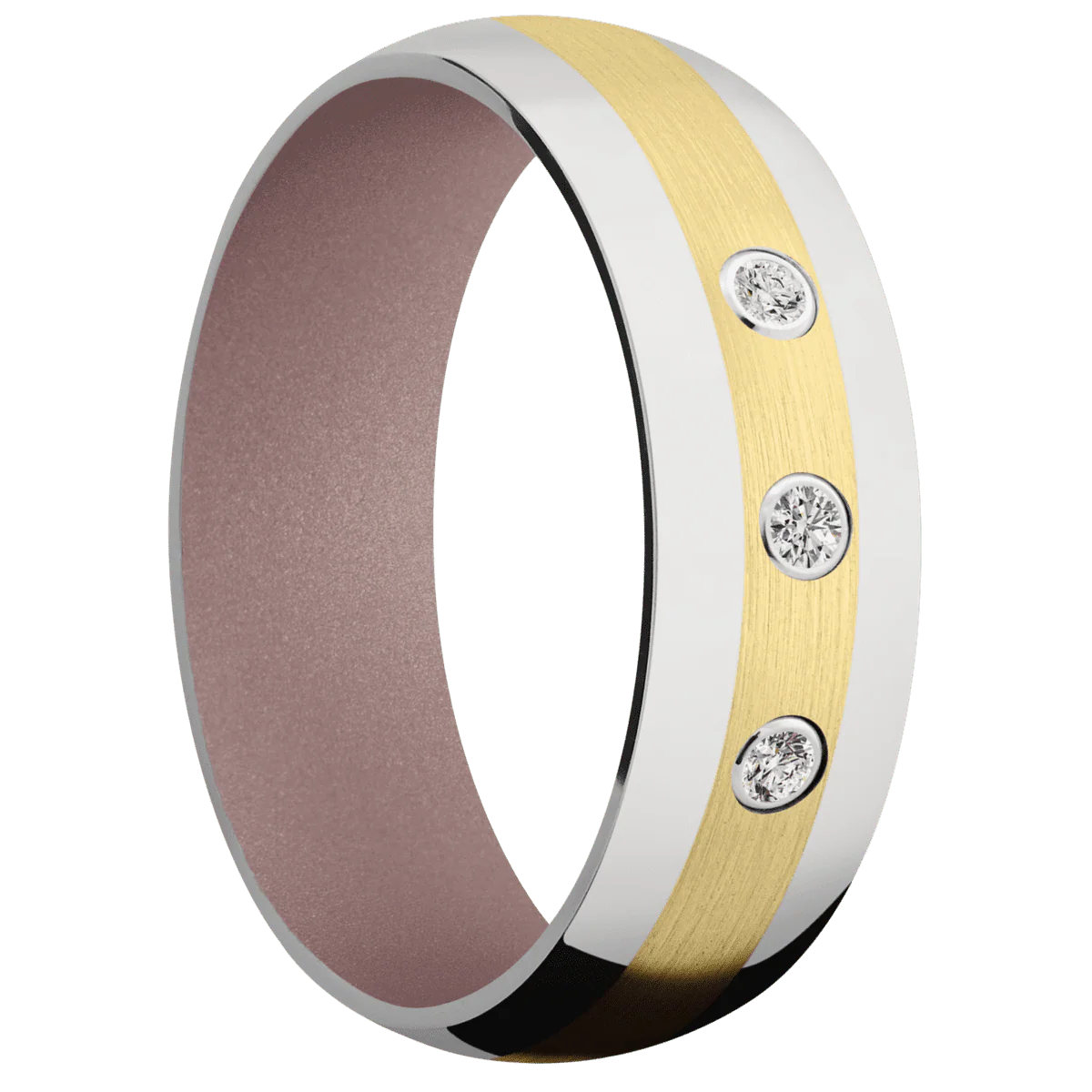 10K Yellow Gold + Satin Finish + Pink Champagne