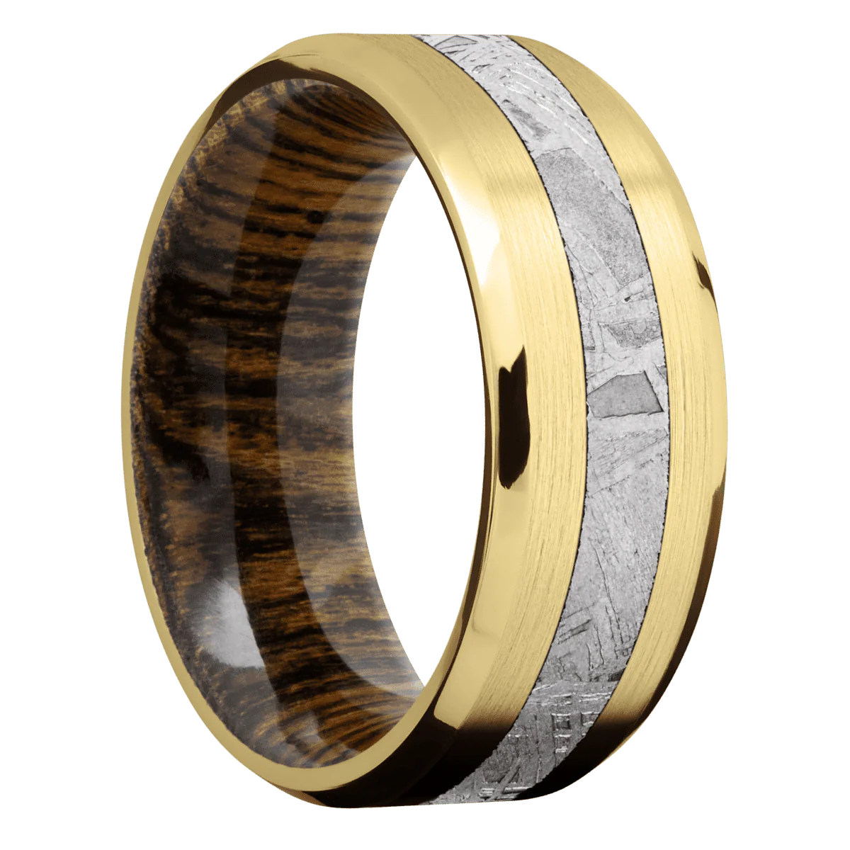 10K Yellow Gold + Satin , Polish Finish + Bocote