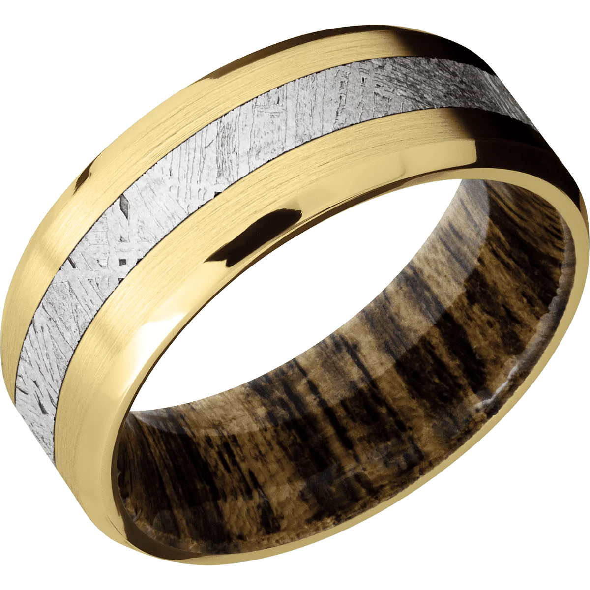 10K Yellow Gold + Satin , Polish Finish + Bocote - Image 2
