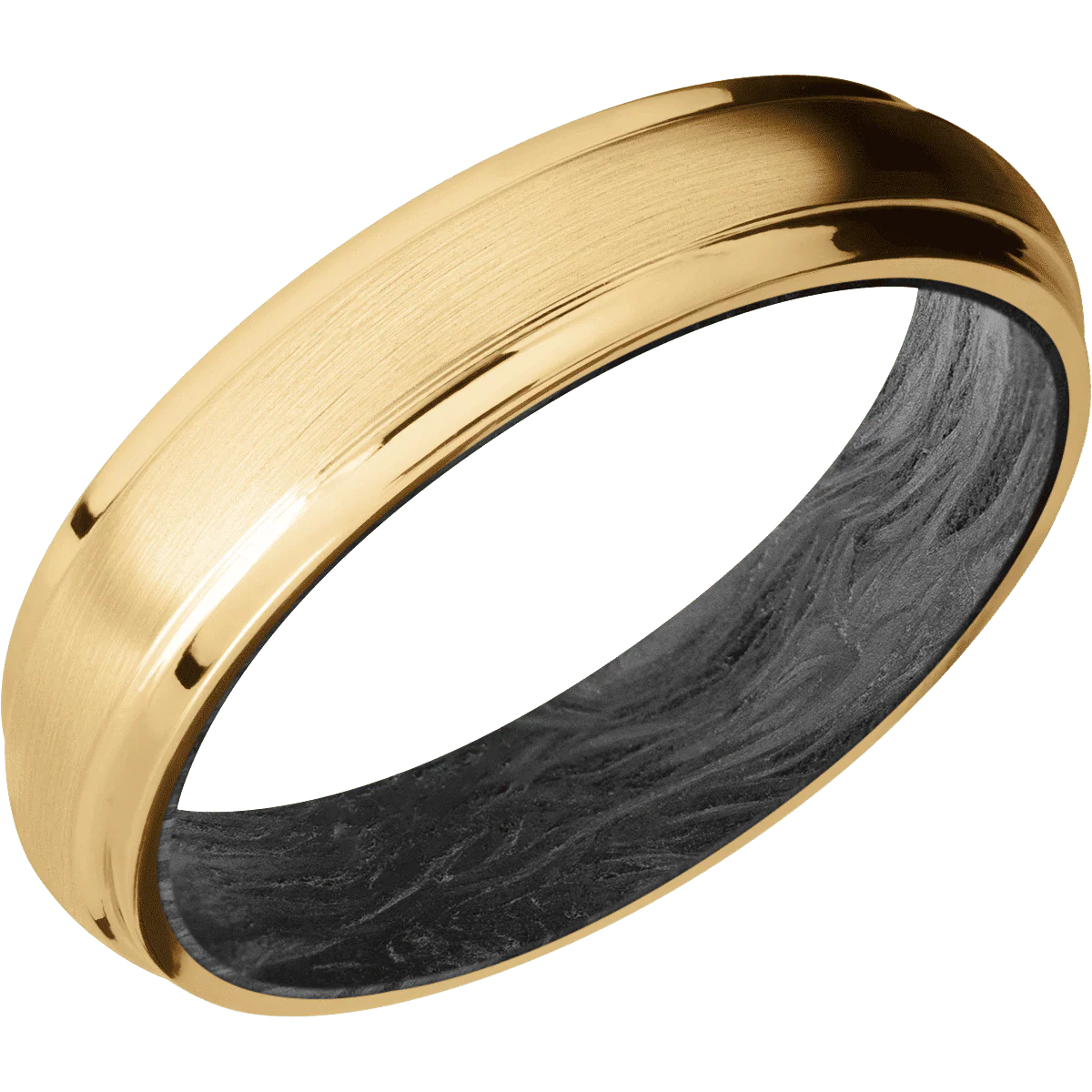 10K Yellow Gold + Satin , Polish Finish + Forged Carbon Fiber - Image 2