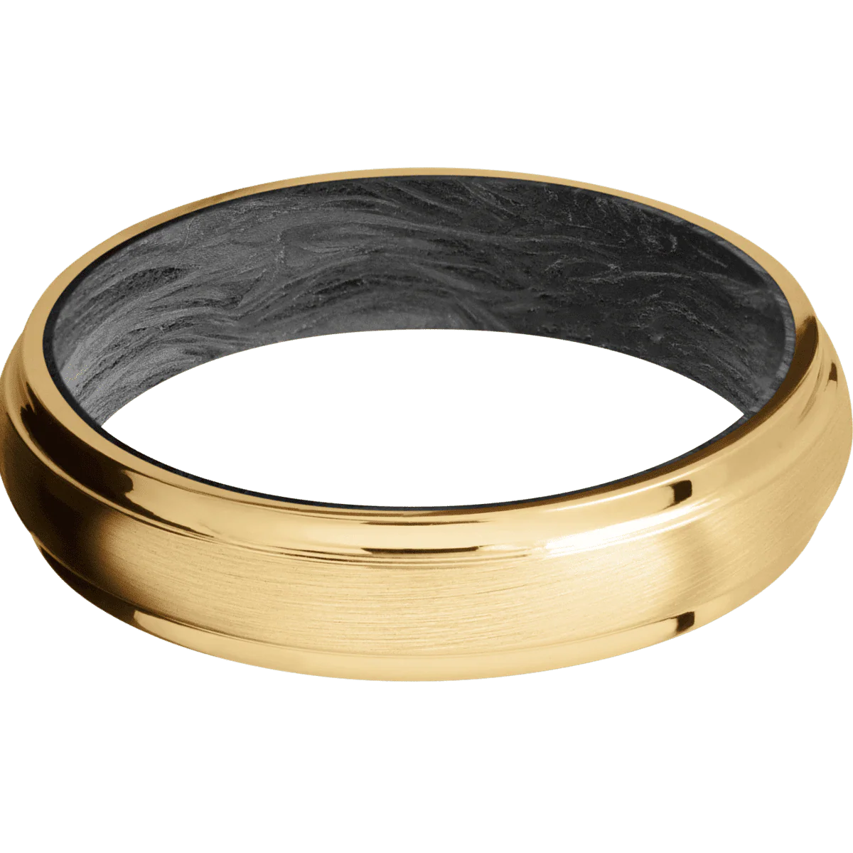 10K Yellow Gold + Satin , Polish Finish + Forged Carbon Fiber - Image 3