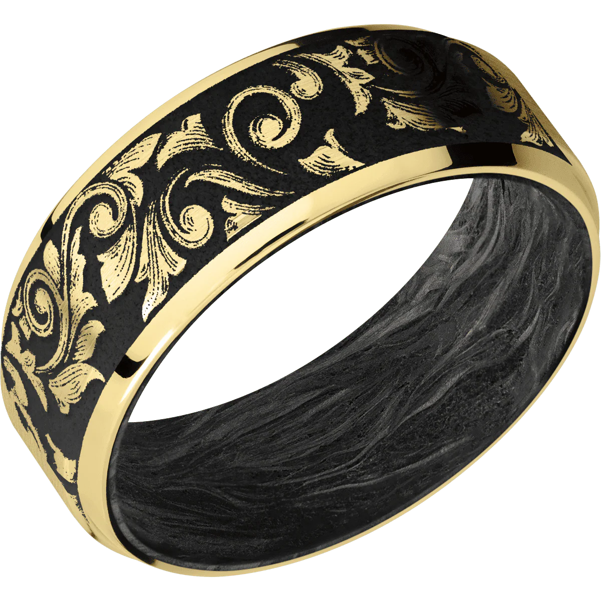 10K Yellow Gold + Satin , Polish Finish + Forged Carbon Fiber - Image 2