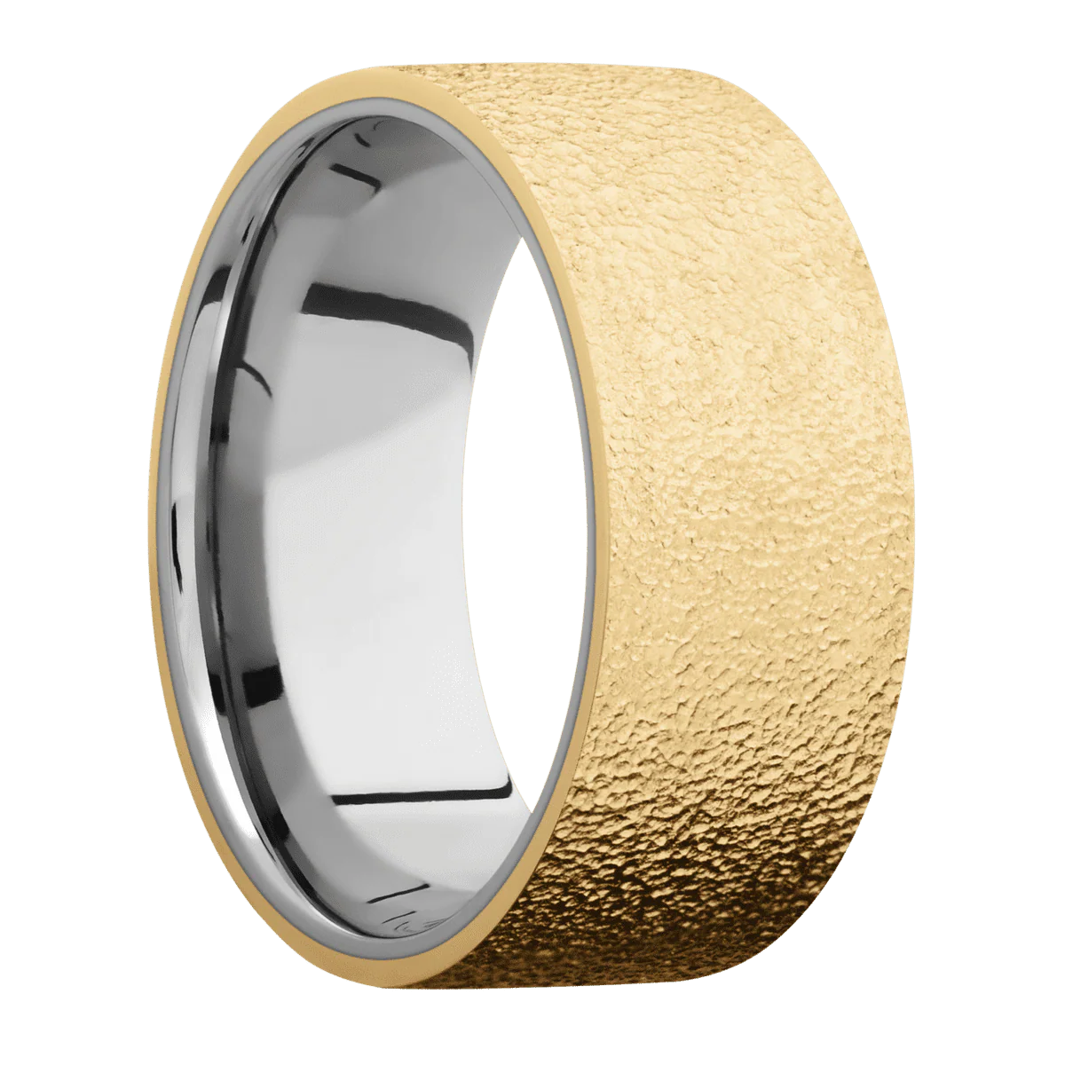 10K Yellow Gold + Stipple Finish + Titanium