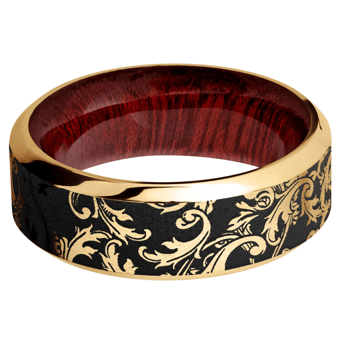10K Yellow Gold + Stone , Polish Finish + Blood Wood - Image 3