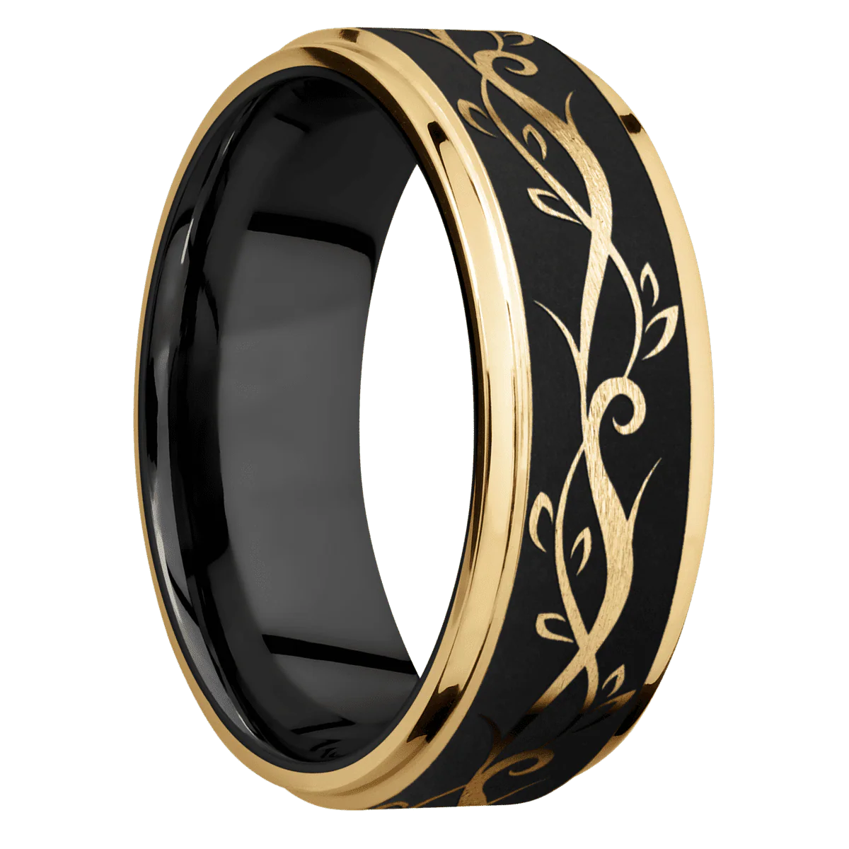 10K Yellow Gold + Stone , Polish Finish + Zirconium