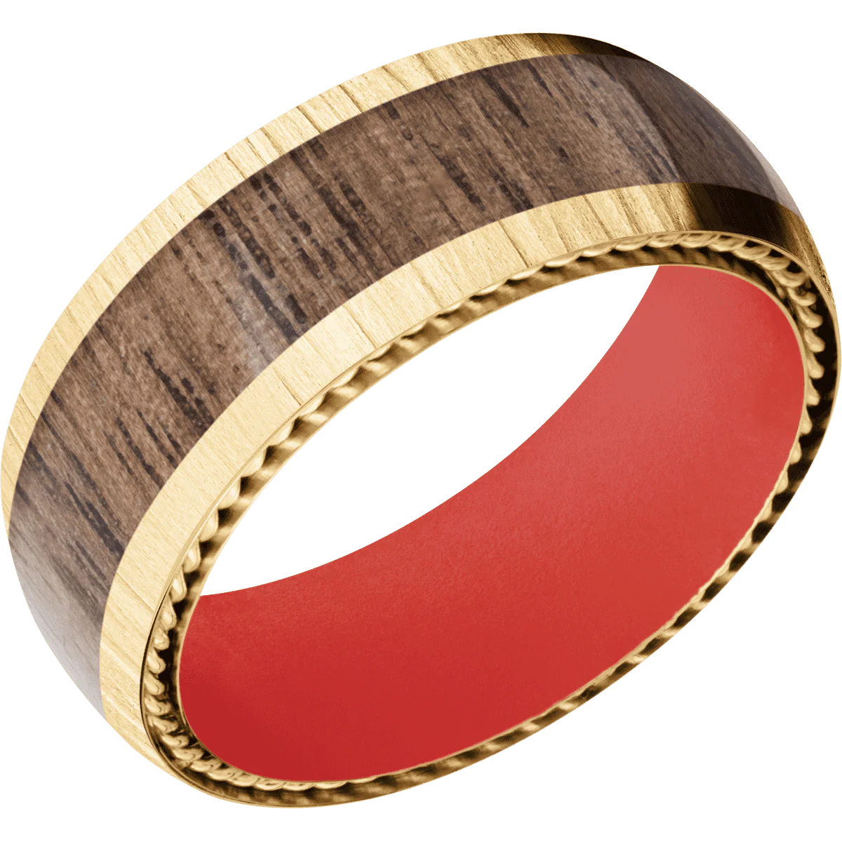 10K Yellow Gold + Treebark1 Finish + USMC Red - Image 2