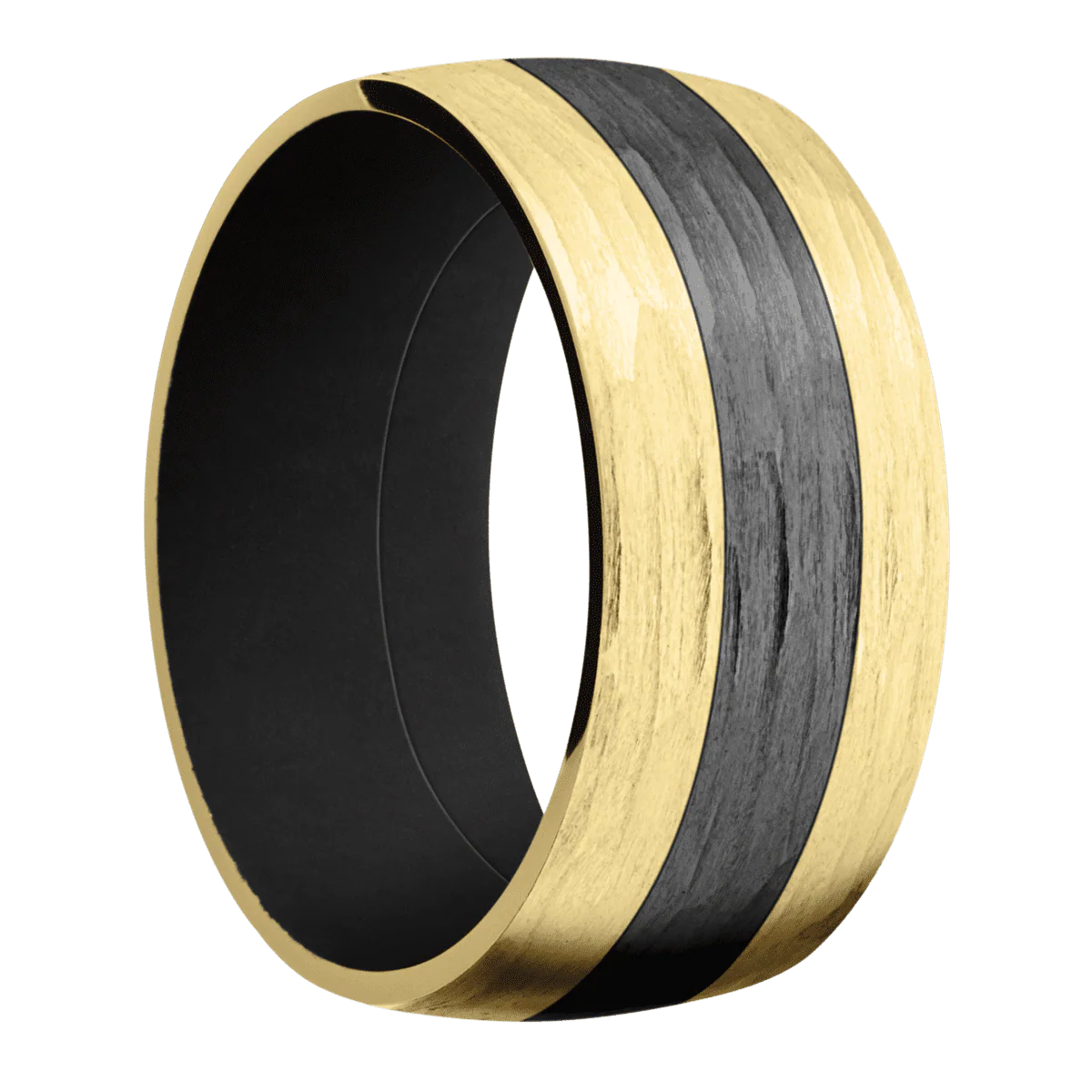 10K Yellow Gold + Treebarkh Finish + Black