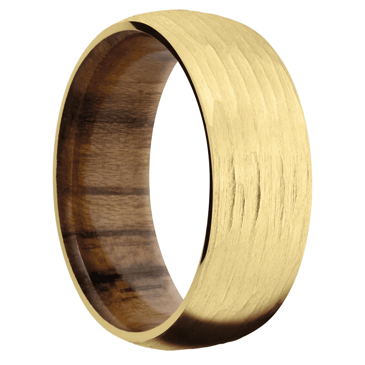10K Yellow Gold + Treebarkh Finish + Teak