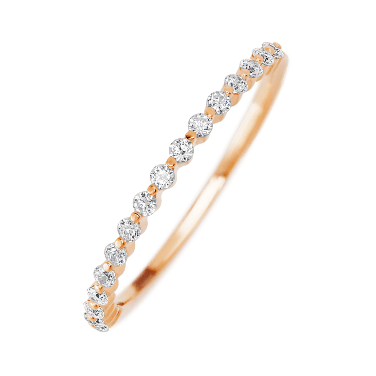 14K Rose Gold band with 15 Round Lab Grown Diamond having TCW-.22