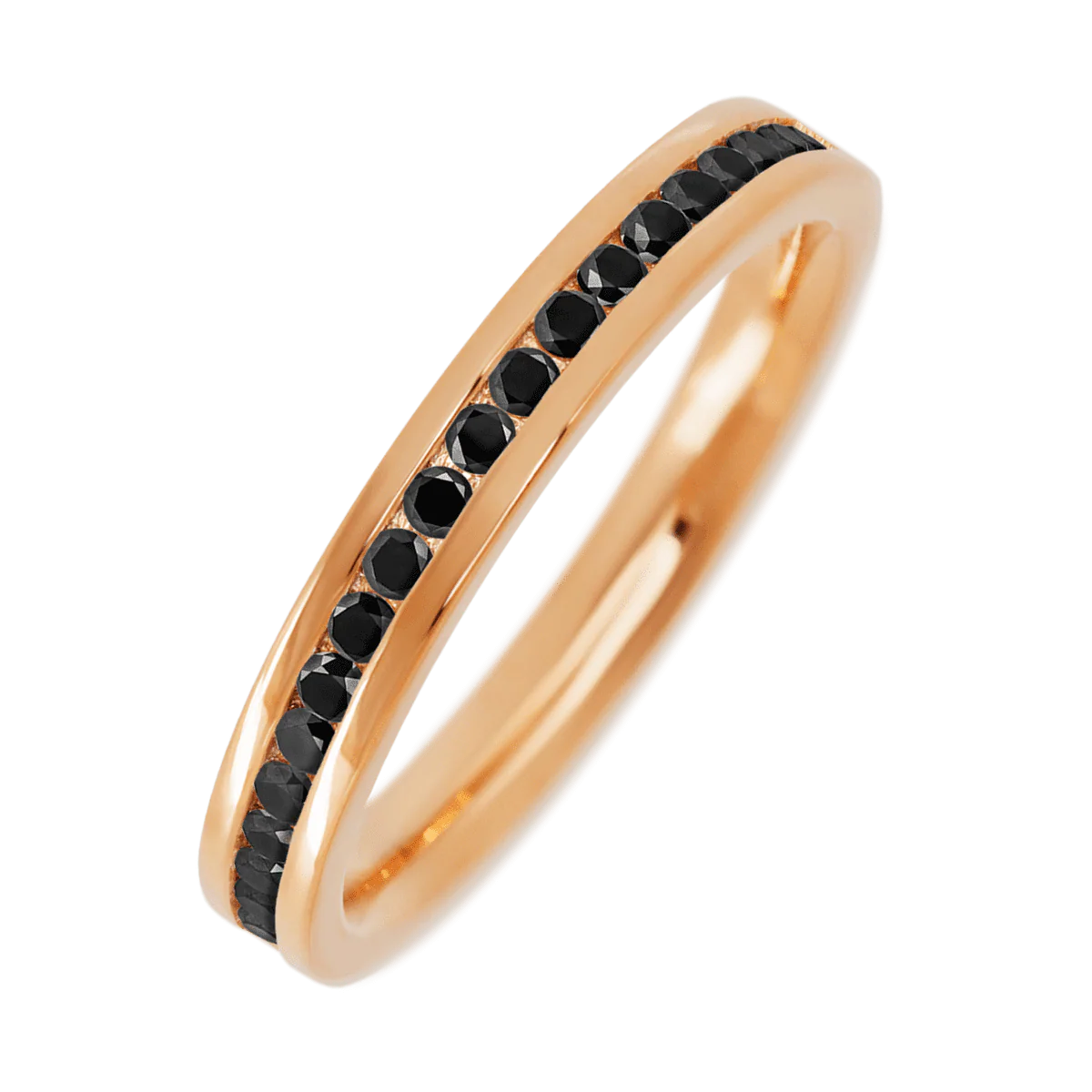 14K Rose Gold band with 21 Round Black Diamond having TCW-.32