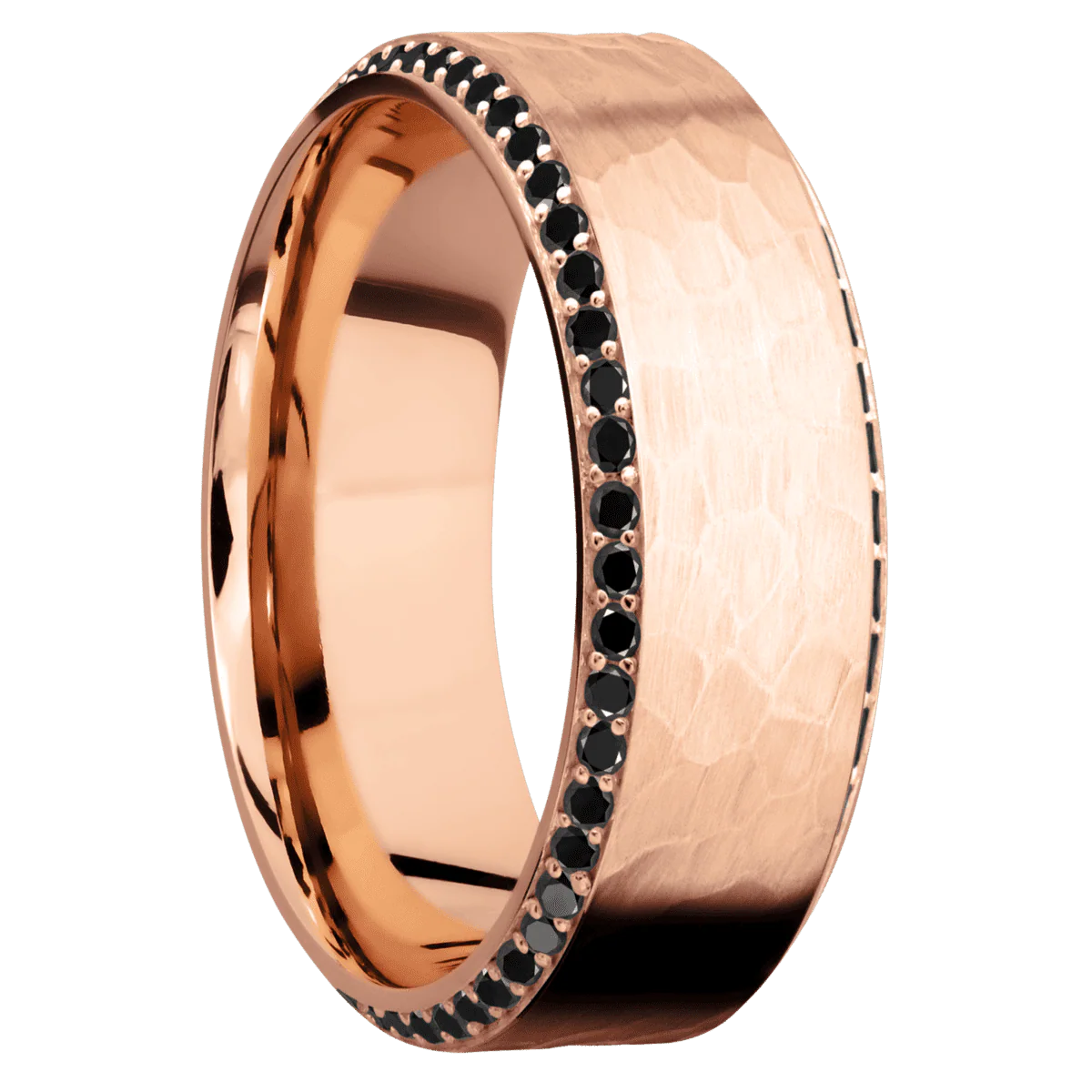 14K Rose Gold + Hammer , Polish Finish