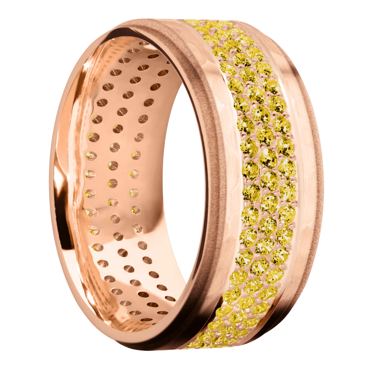 14K Rose Gold + Hammer , Sand Finish