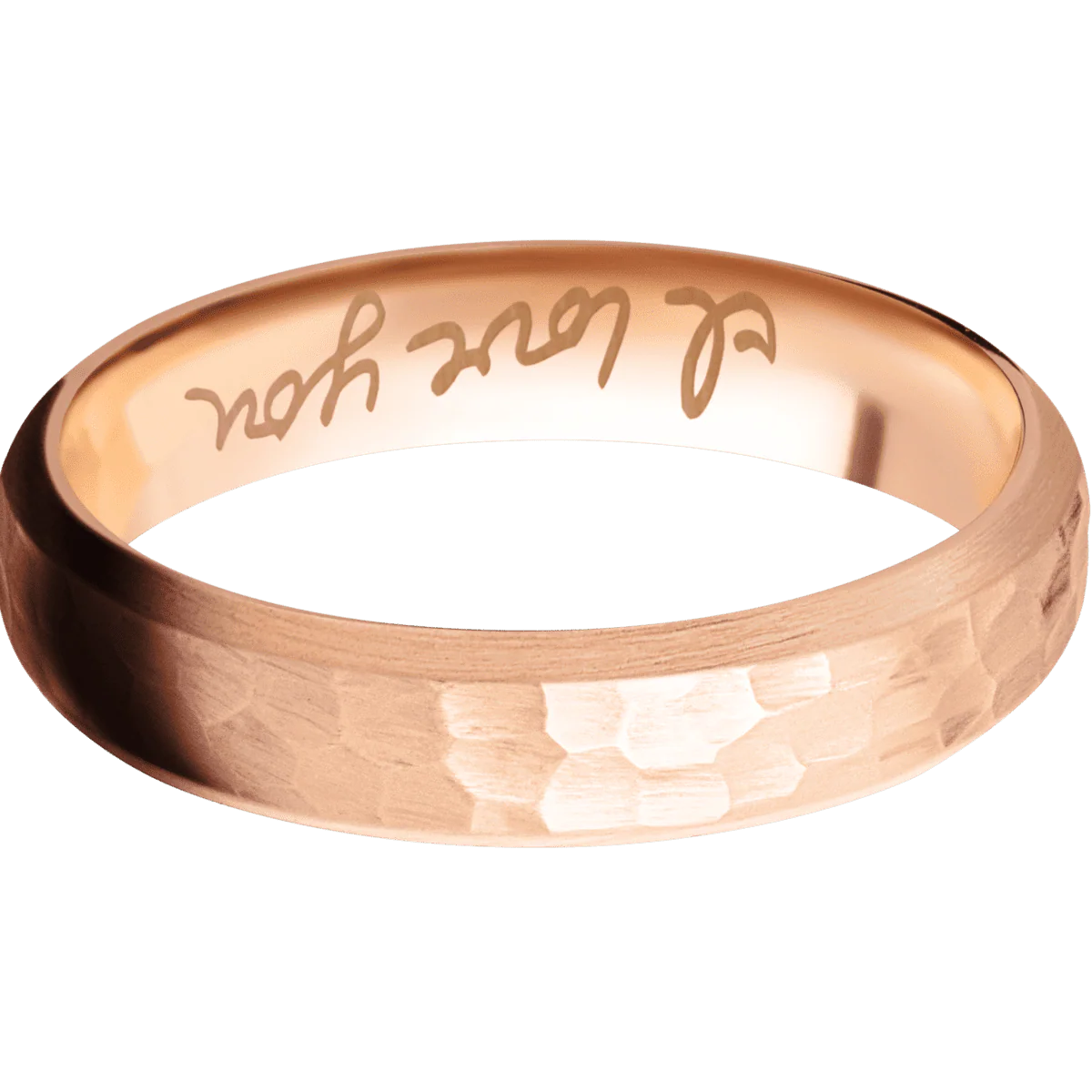14K Rose Gold + Hammer , Satin Finish - Image 3