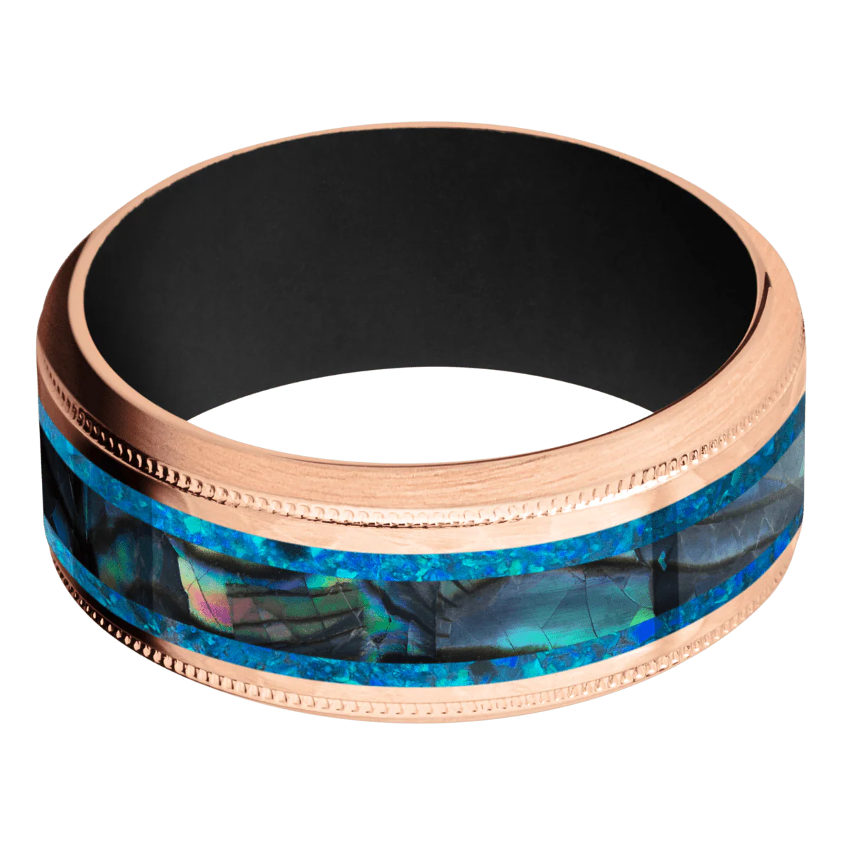 14K Rose Gold + Hammer , Satin Finish + Black - Image 3