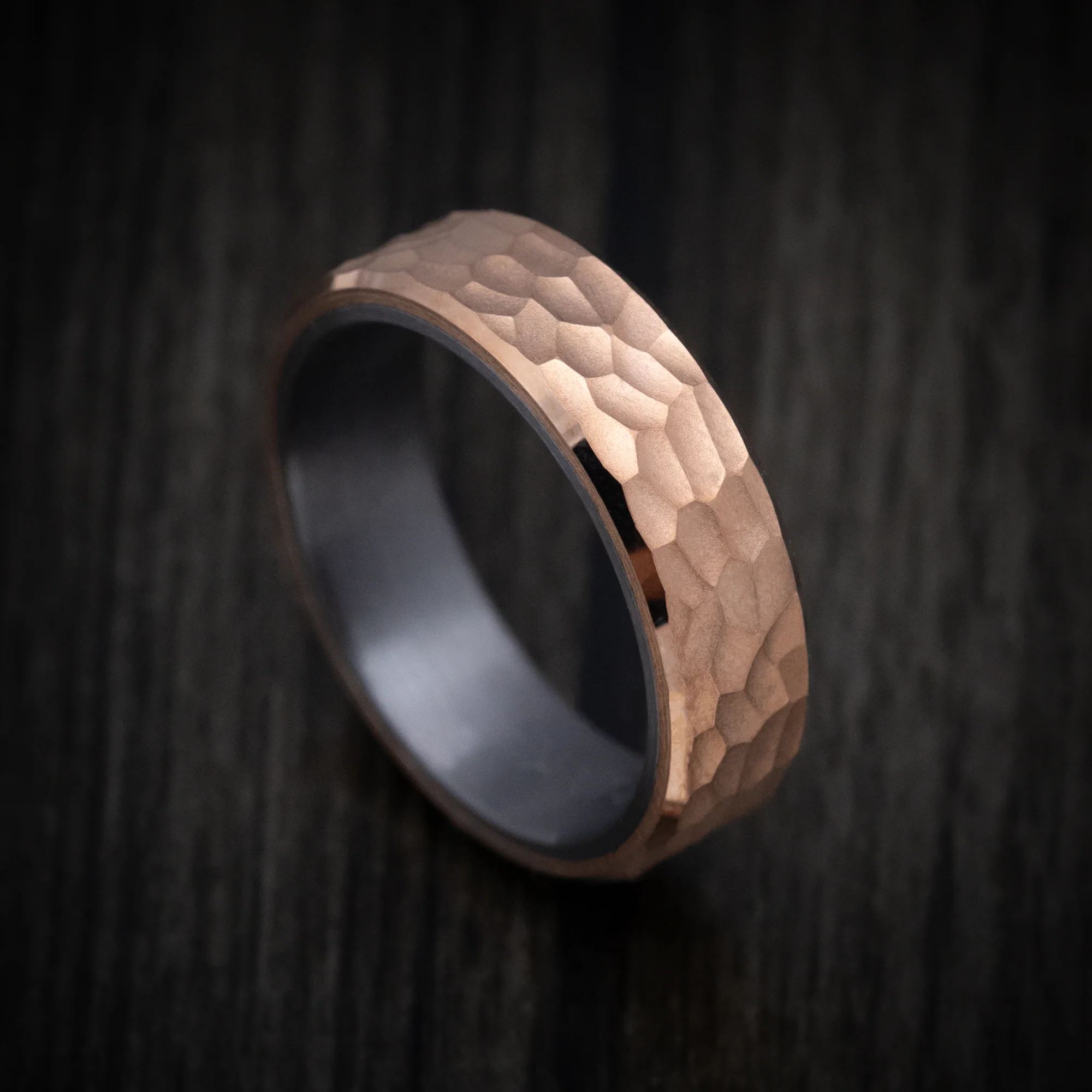 14K Rose Gold Men's Ring with Tantalum Sleeve