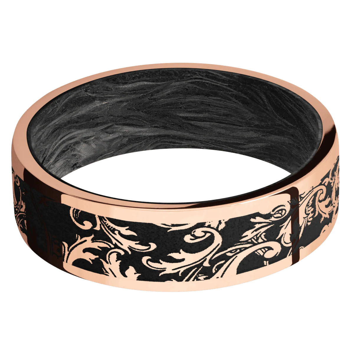 14K Rose Gold + Polish Finish + Forged Carbon Fiber - Image 3
