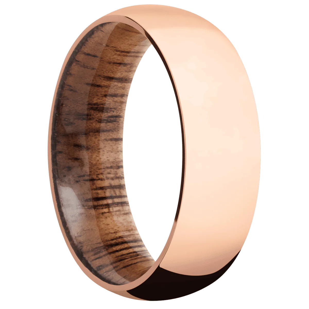 14K Rose Gold + Polish Finish + Koa