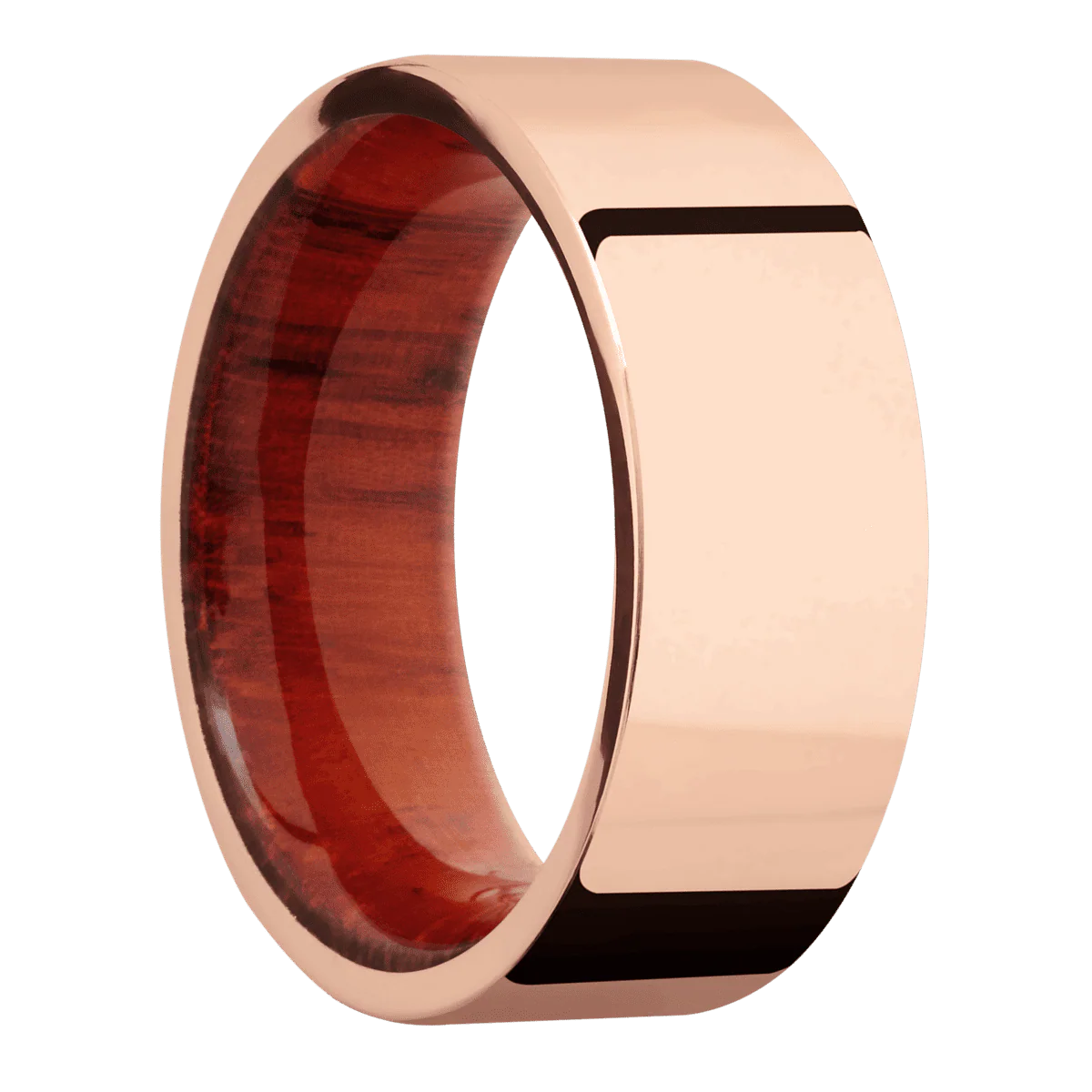 14K Rose Gold + Polish Finish + Padauk