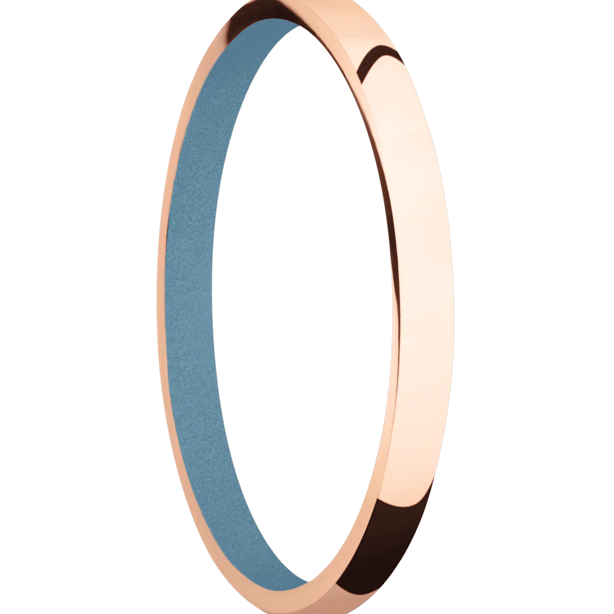 14K Rose Gold + Polish Finish + Polar Blue