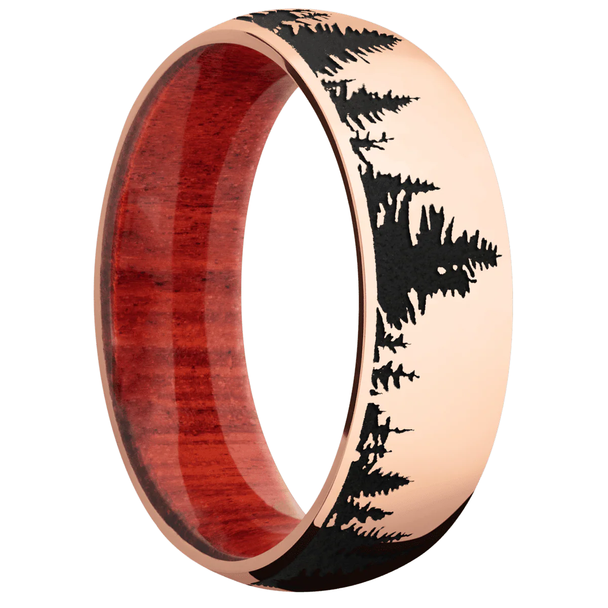 14K Rose Gold + Polish Finish + Red Heart