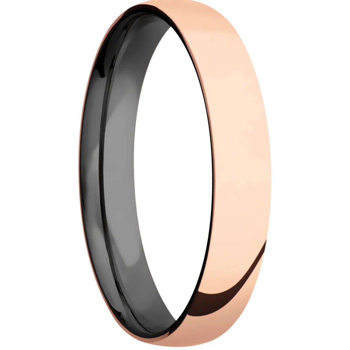 14K Rose Gold + Polish Finish + Zirconium