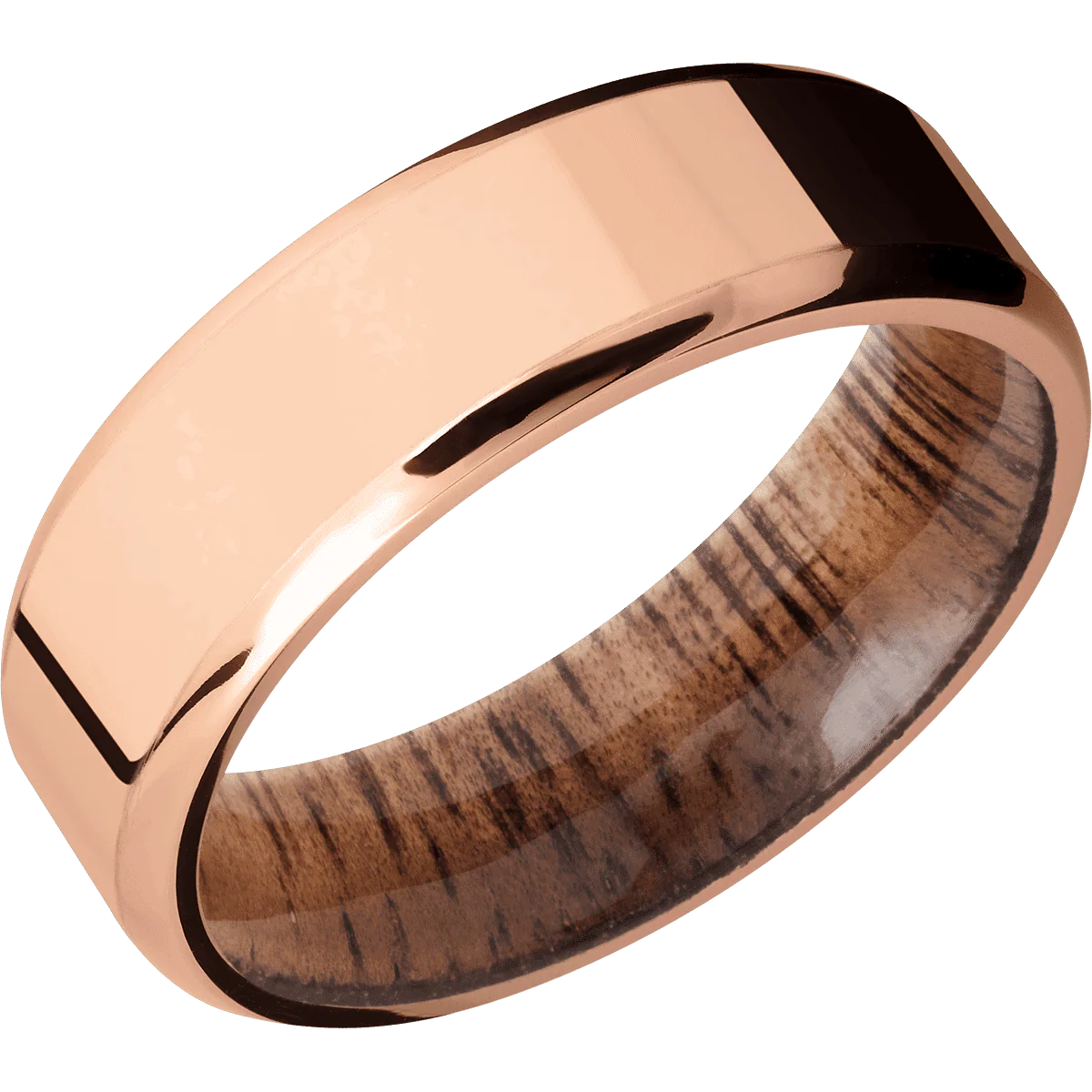 14K Rose Gold + Polish , Polish Finish + Koa - Image 2